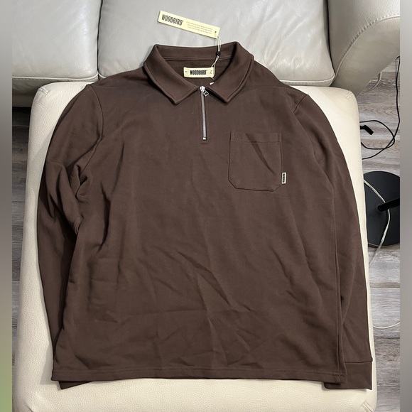 NWT - Woodbird Men’s Waffle Knit Quarter Zip Polo Shirt - Size L - Picture 4 of 11